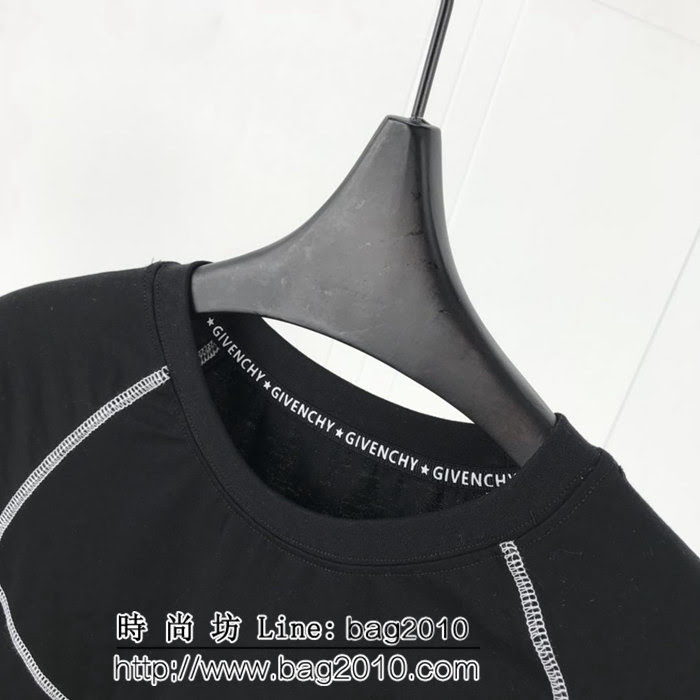 GVC紀梵希 19ss早春新款 定制坎車走線主題 刺繡LOGO 黑色絲光棉短袖 情侶款 ydi1800